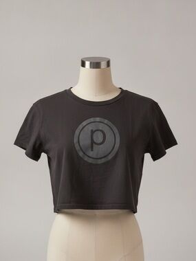 Pure Barre Black Cropped Logo Tee - Black Small